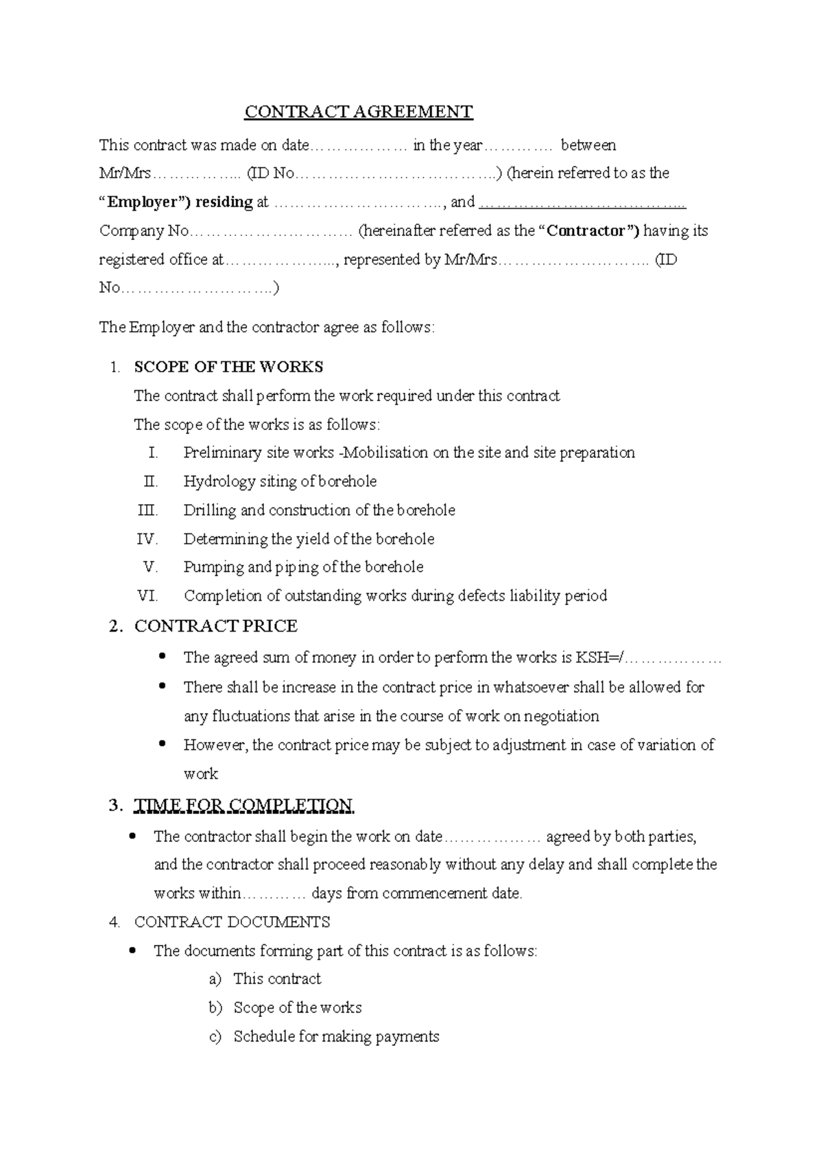 Borehole Drilling Contract Agreement (ID) - Scope, Price & Terms - Studocu