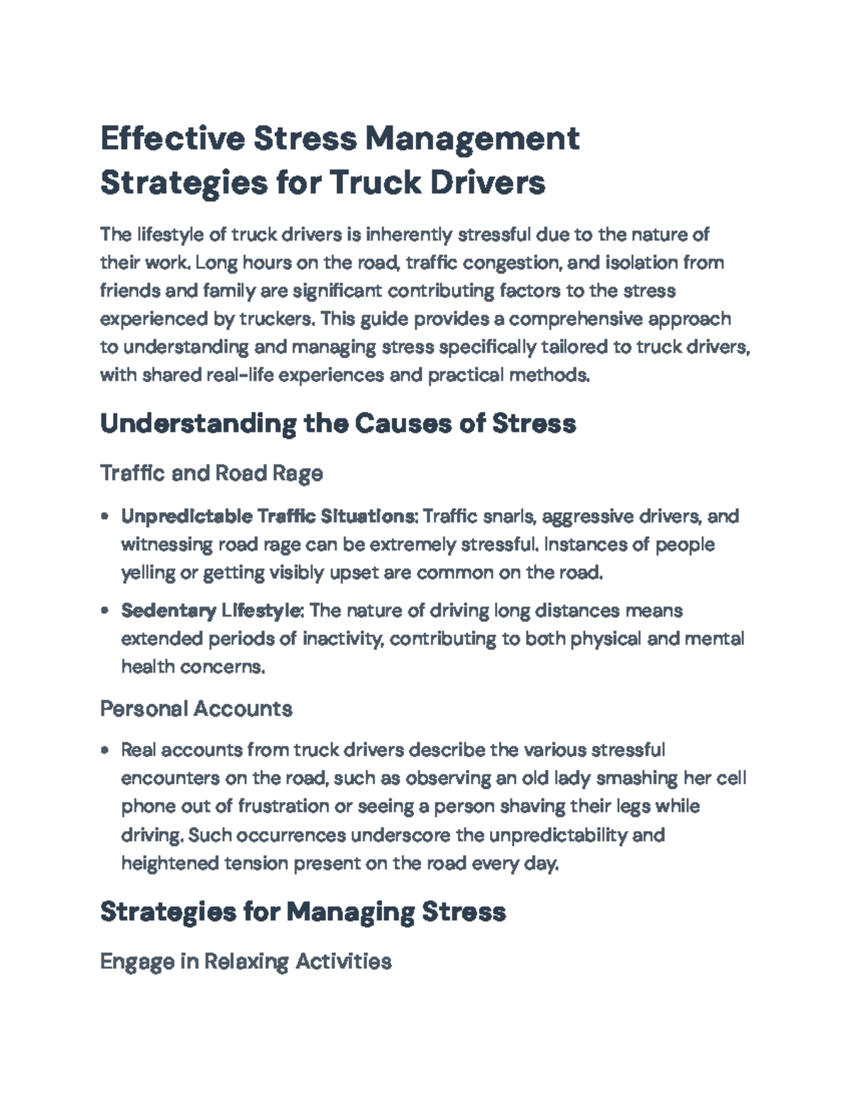 Effective Stress Management Strategies for Truck Drivers - Effective ...