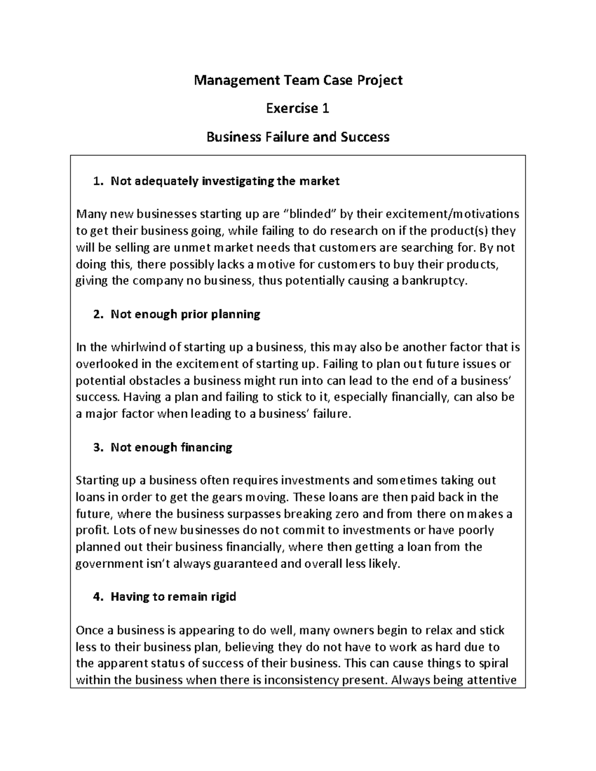 Exercise 1 - Individual - Management Team Case Project Exercise 1 ...