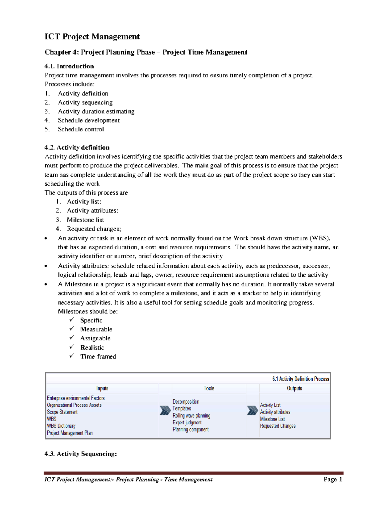 Chapter 4 - Project Planning Phase - Time management - ICT Project ...