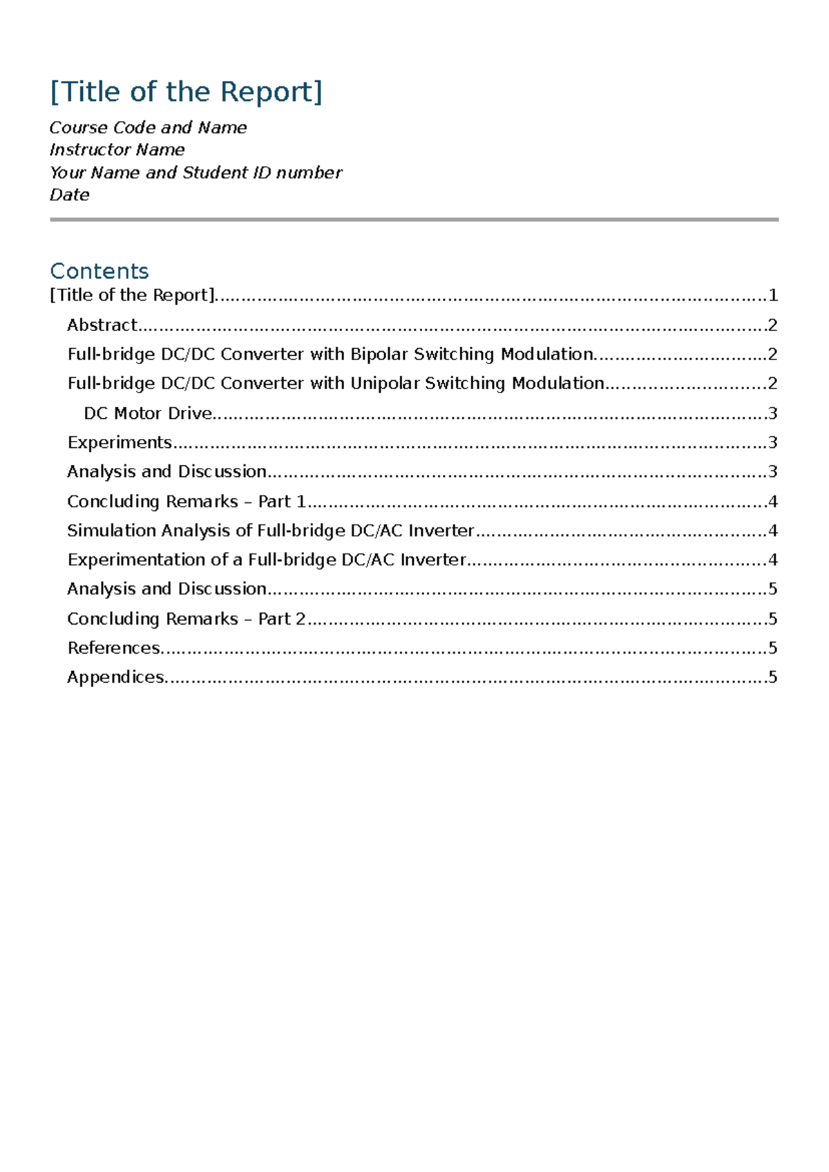 Full-bridge conversion analysis report (Parts 1 and 2) template-1 ...