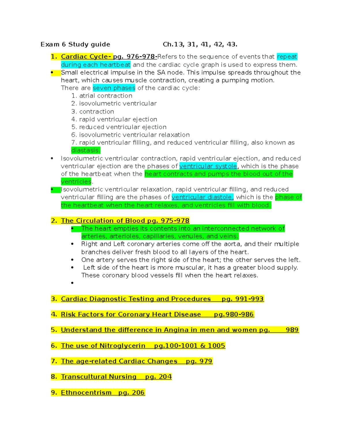 Exam 6 Outline - Advanced Meds & Nursing Interventions - Studocu