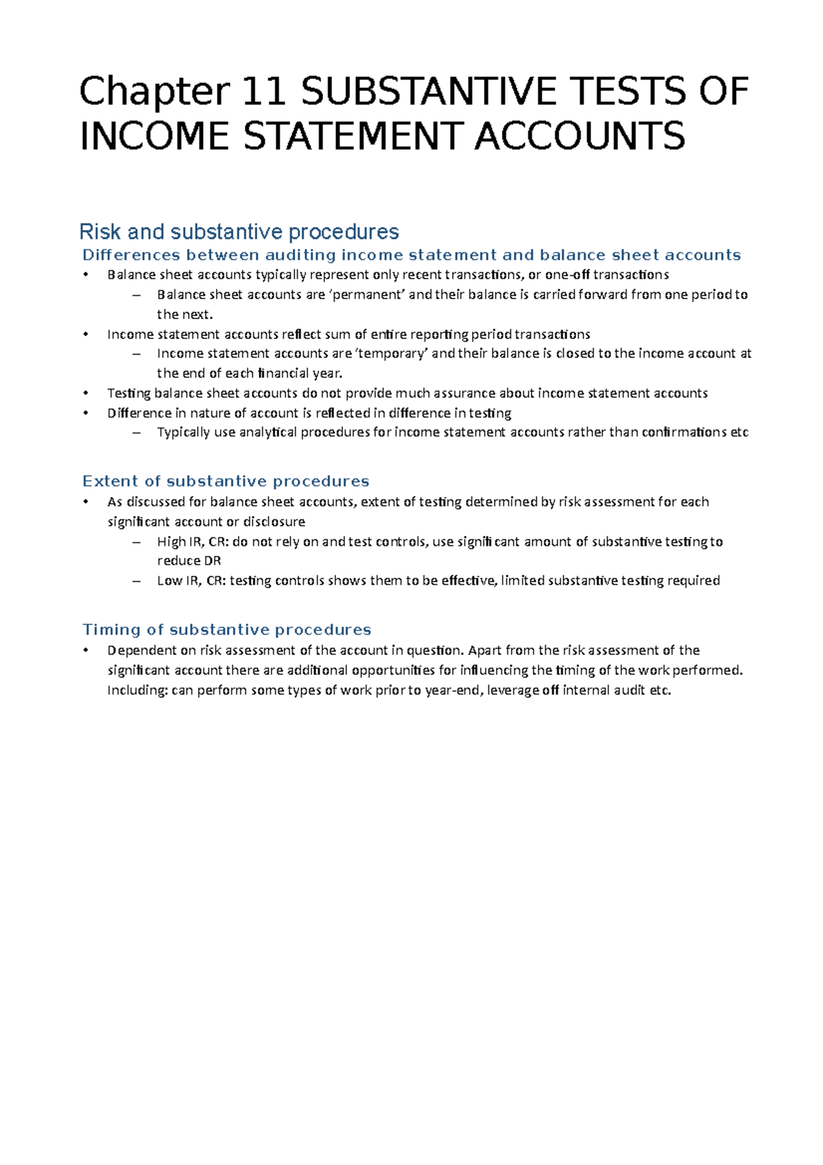 Chapter 11: Substantive Testing Methods for Income Statement Accounts ...