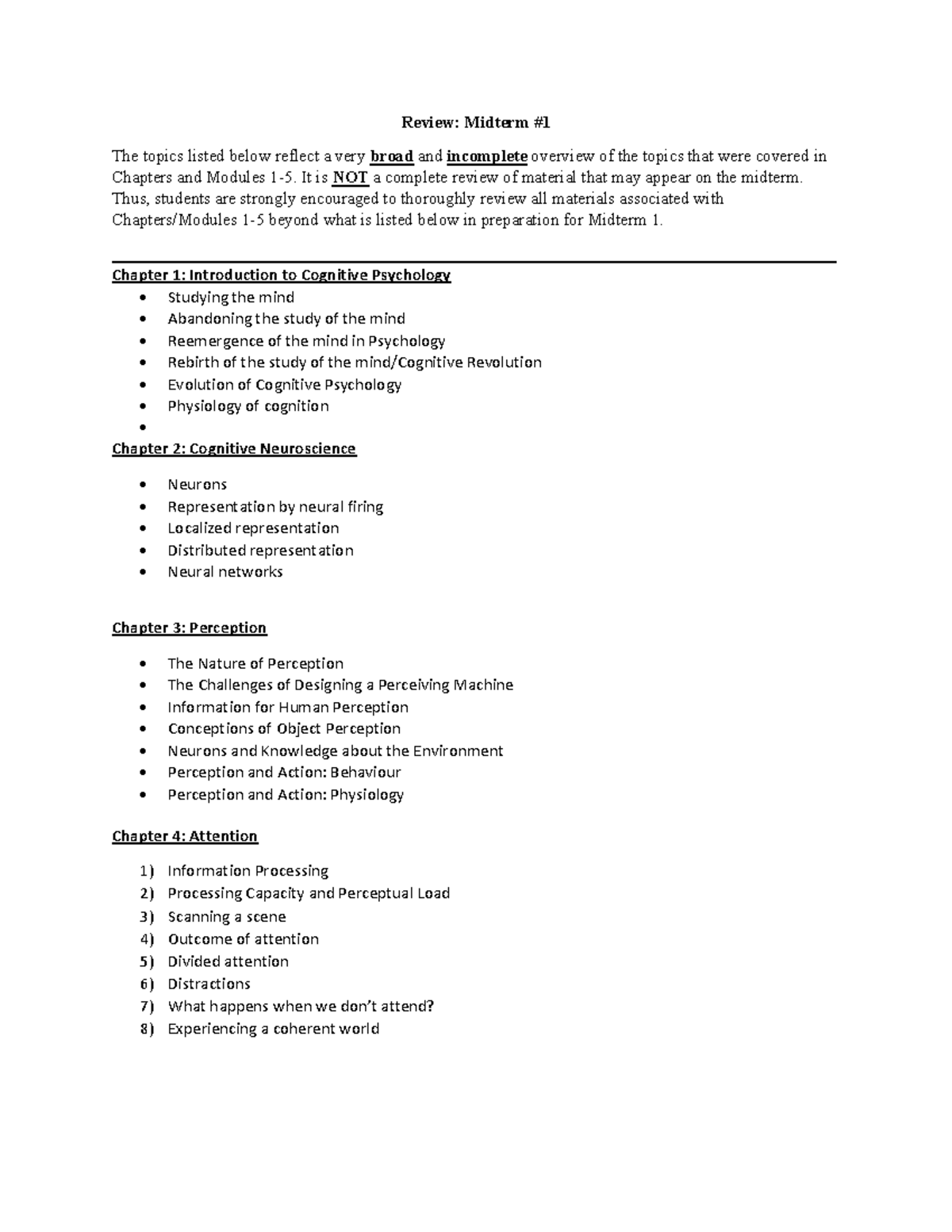Midterm 1 Review Sheet - Review: Midterm # The topics listed below ...