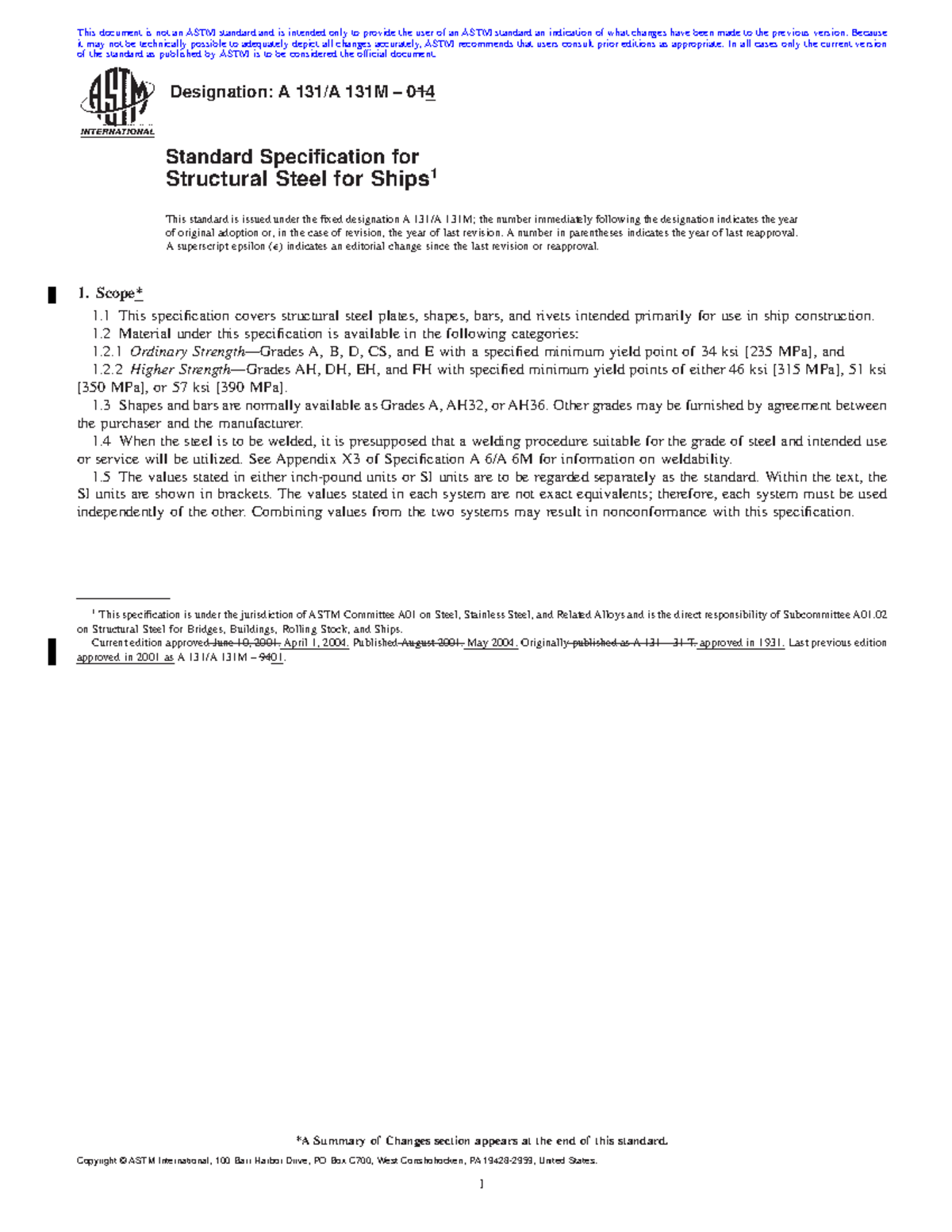 ASTM A131/A131M - Standard Specification for Structural Steel in Ships ...