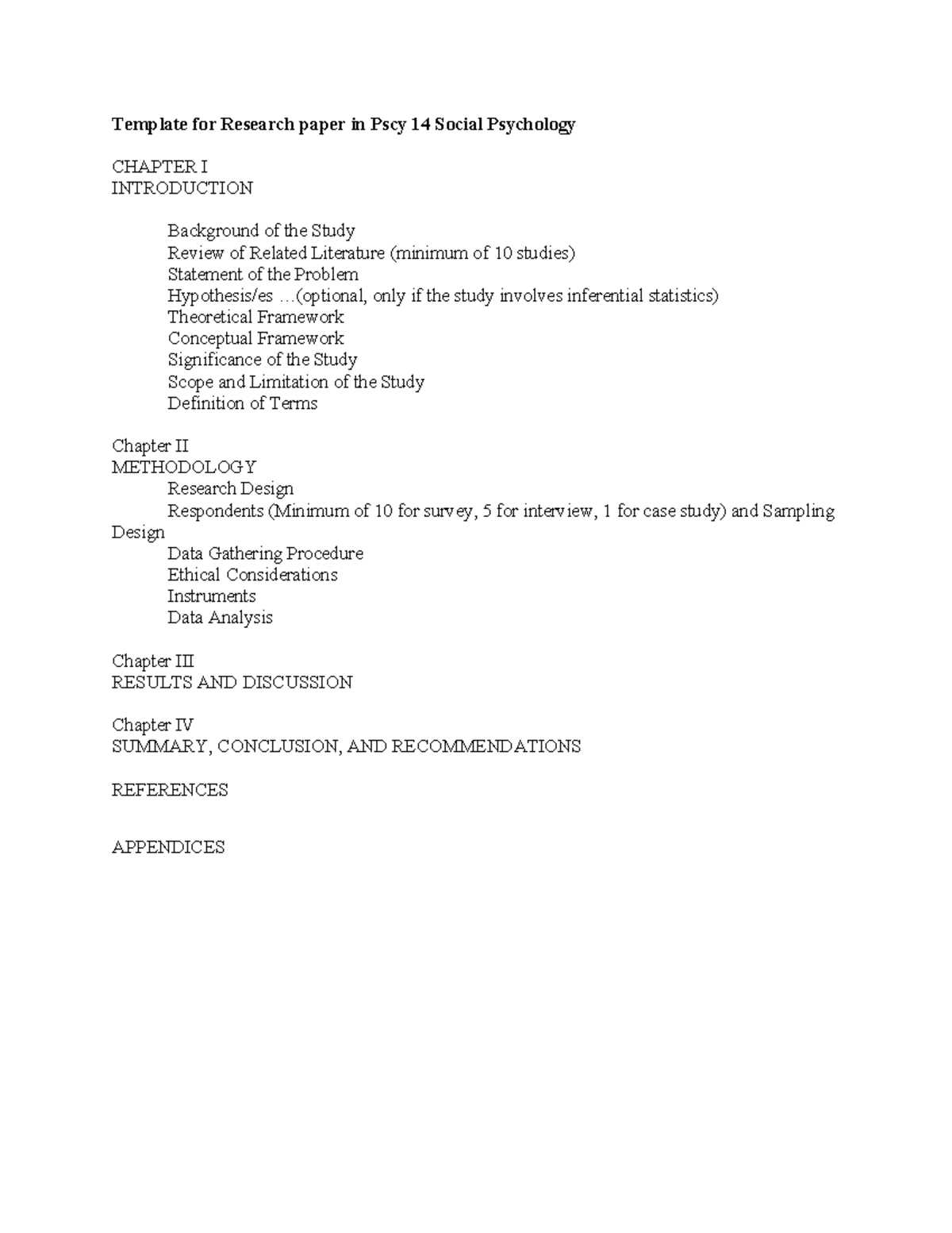 Template for Research paper in Pscy 14 Social Psychology - Template for ...