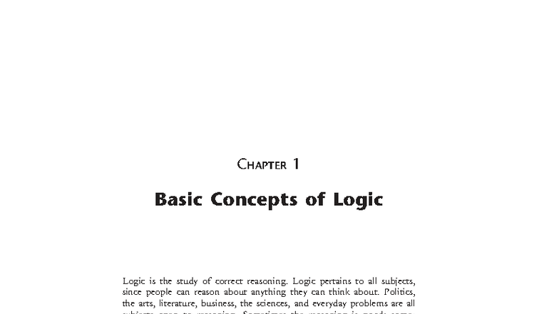 Bonevac - Logic: Chapter 1 - Basic Concepts of Reasoning and Arguments ...