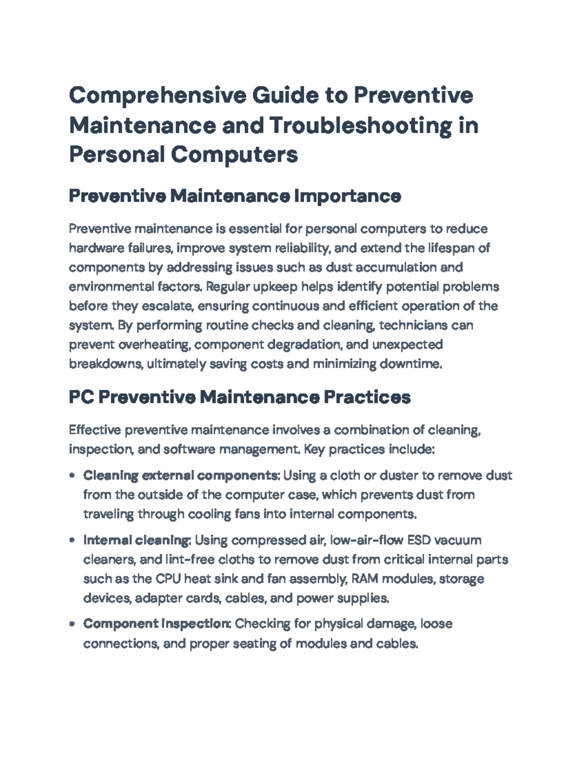 Comprehensive Guide to PC Preventive Maintenance & Troubleshooting ...
