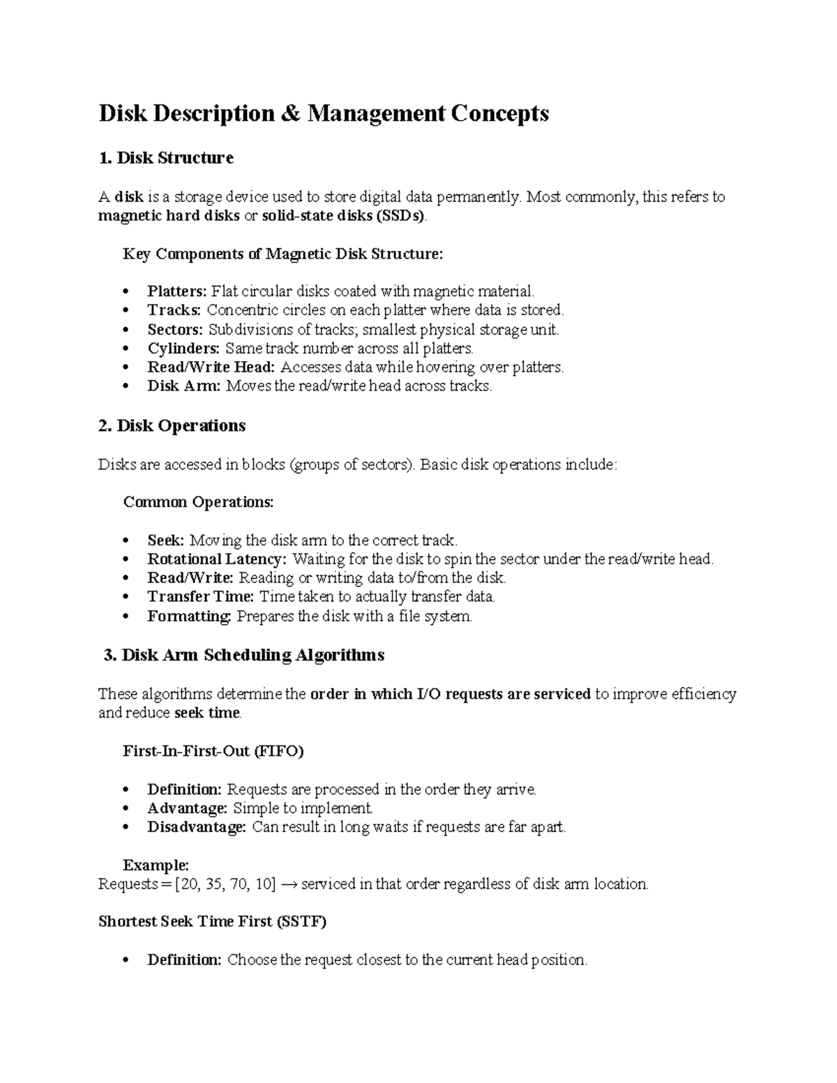 Disk Description Management Concepts - OS Overview - Studocu