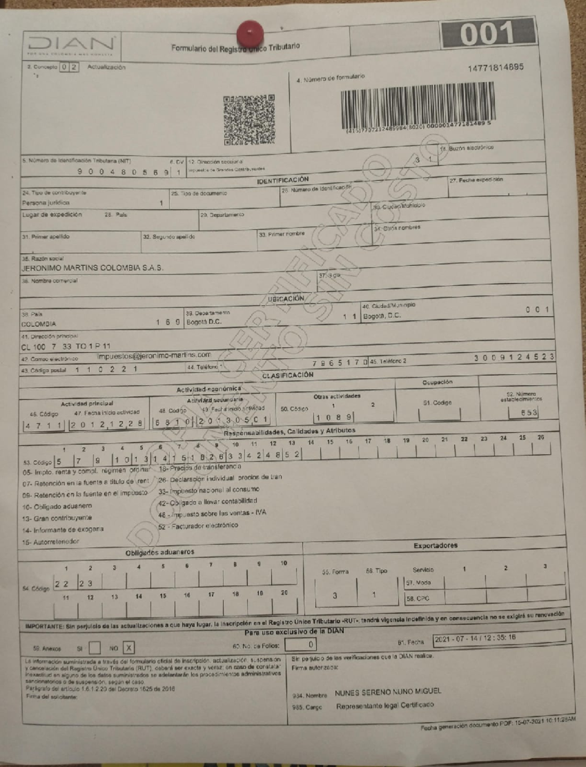 RUT DIAN 001 - Formulario Registro Único Tributario Actualización 2023 ...