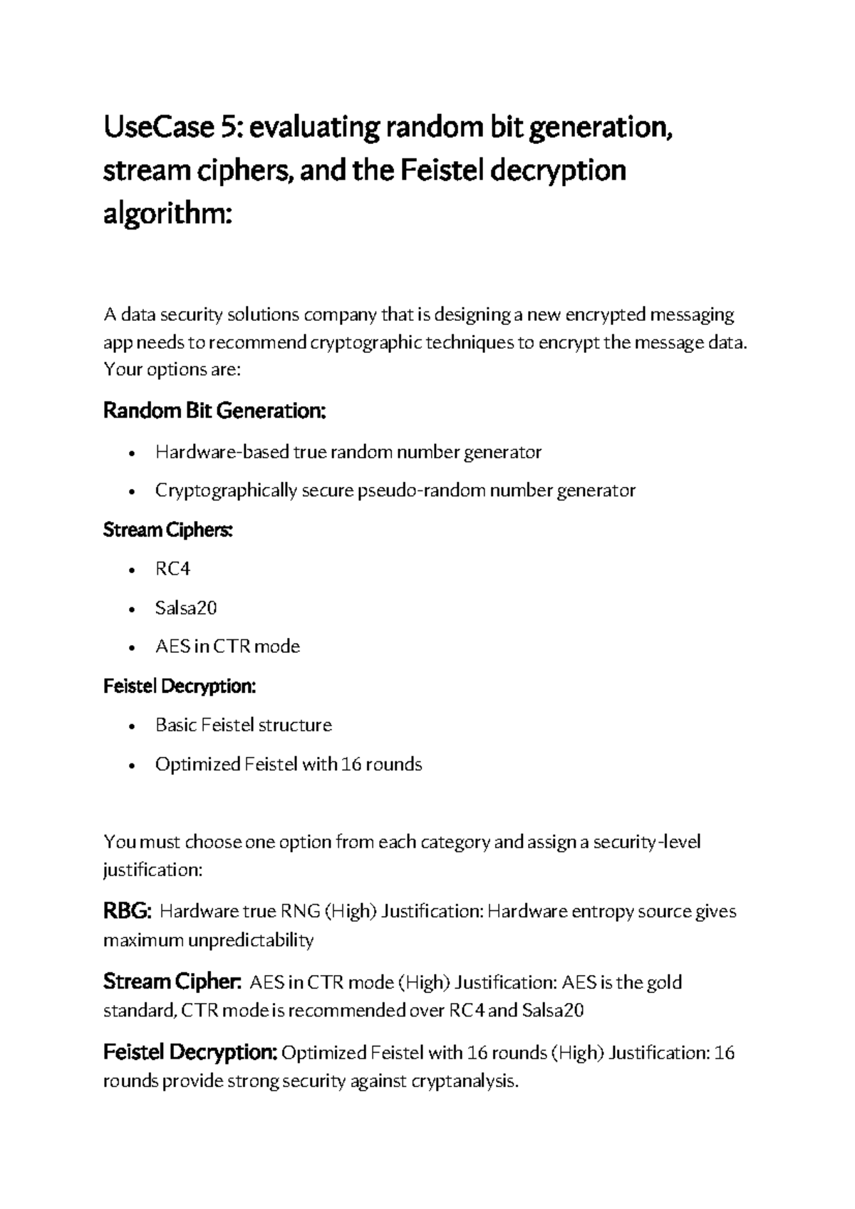 Case Study 5 - UseCase 5: evaluating random bit generation, stream ...