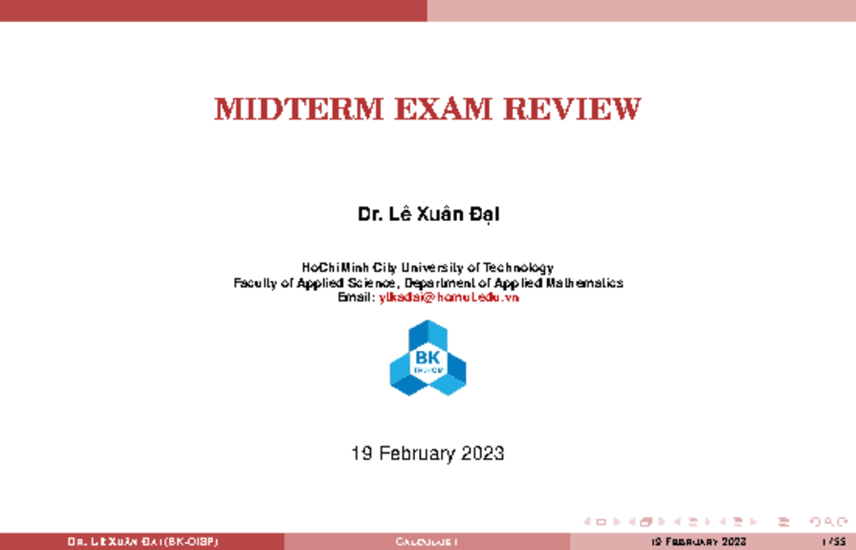 Midterm Exam Review - Calculus 1 (Course Code: DMA101) - Studocu