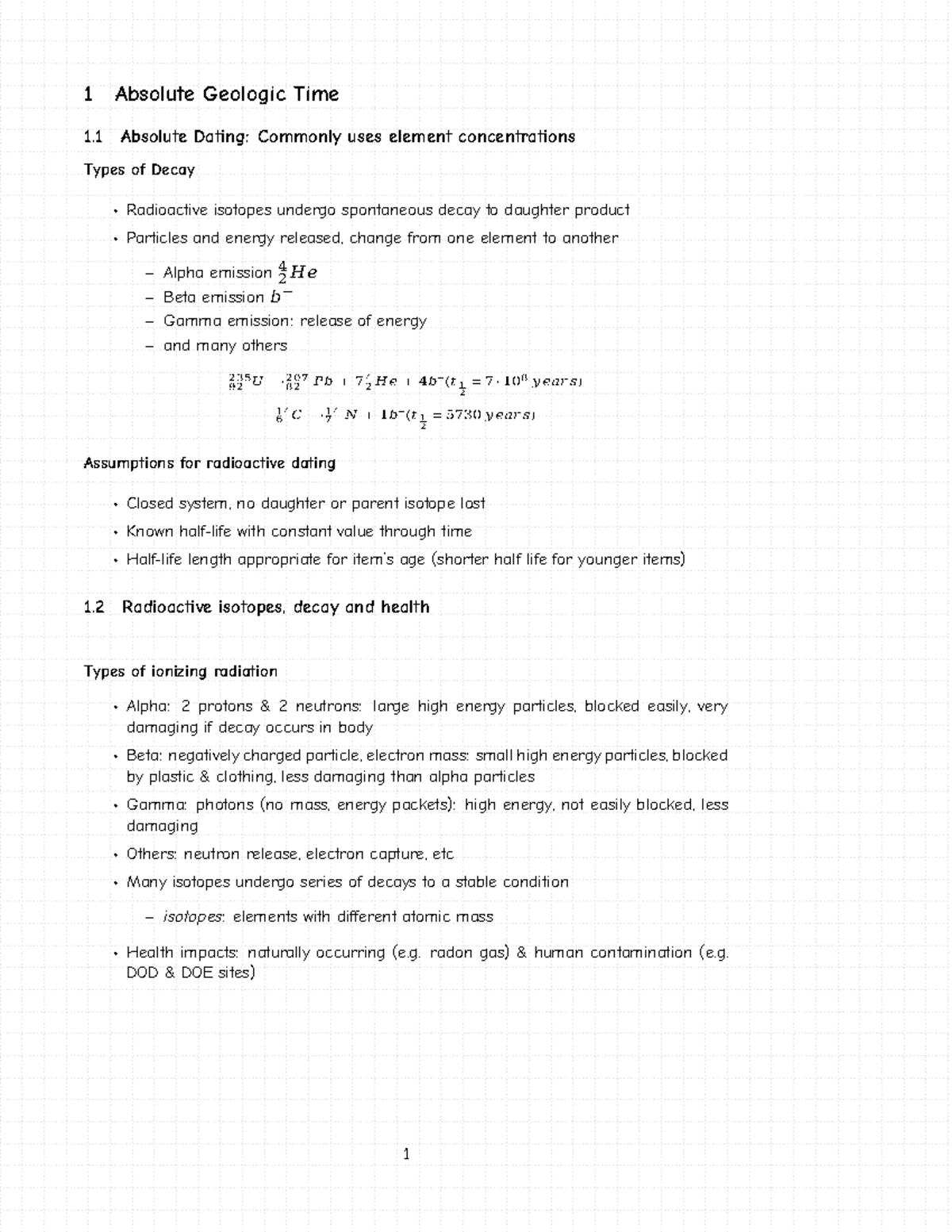 Absolute Geologic Time: Lecture Notes - Studocu