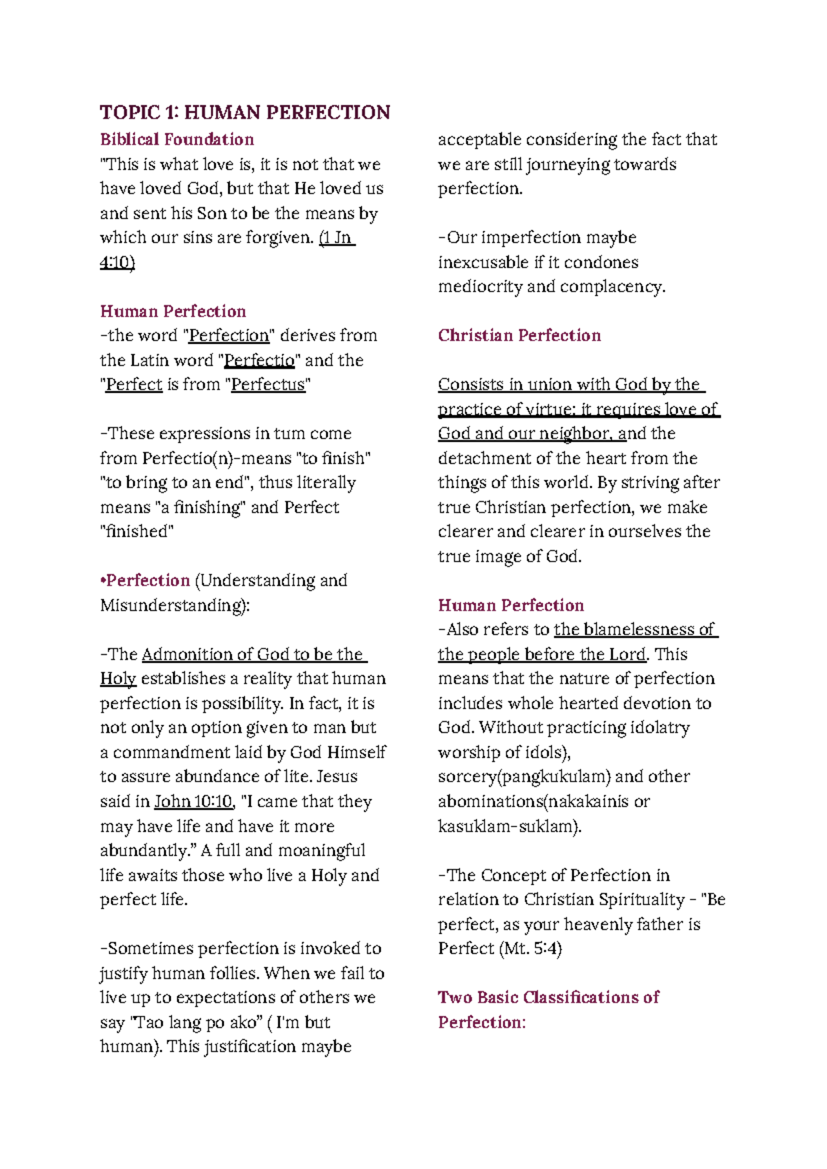 FCL - Human Perfection: Biblical Foundations and Spiritual Insights ...