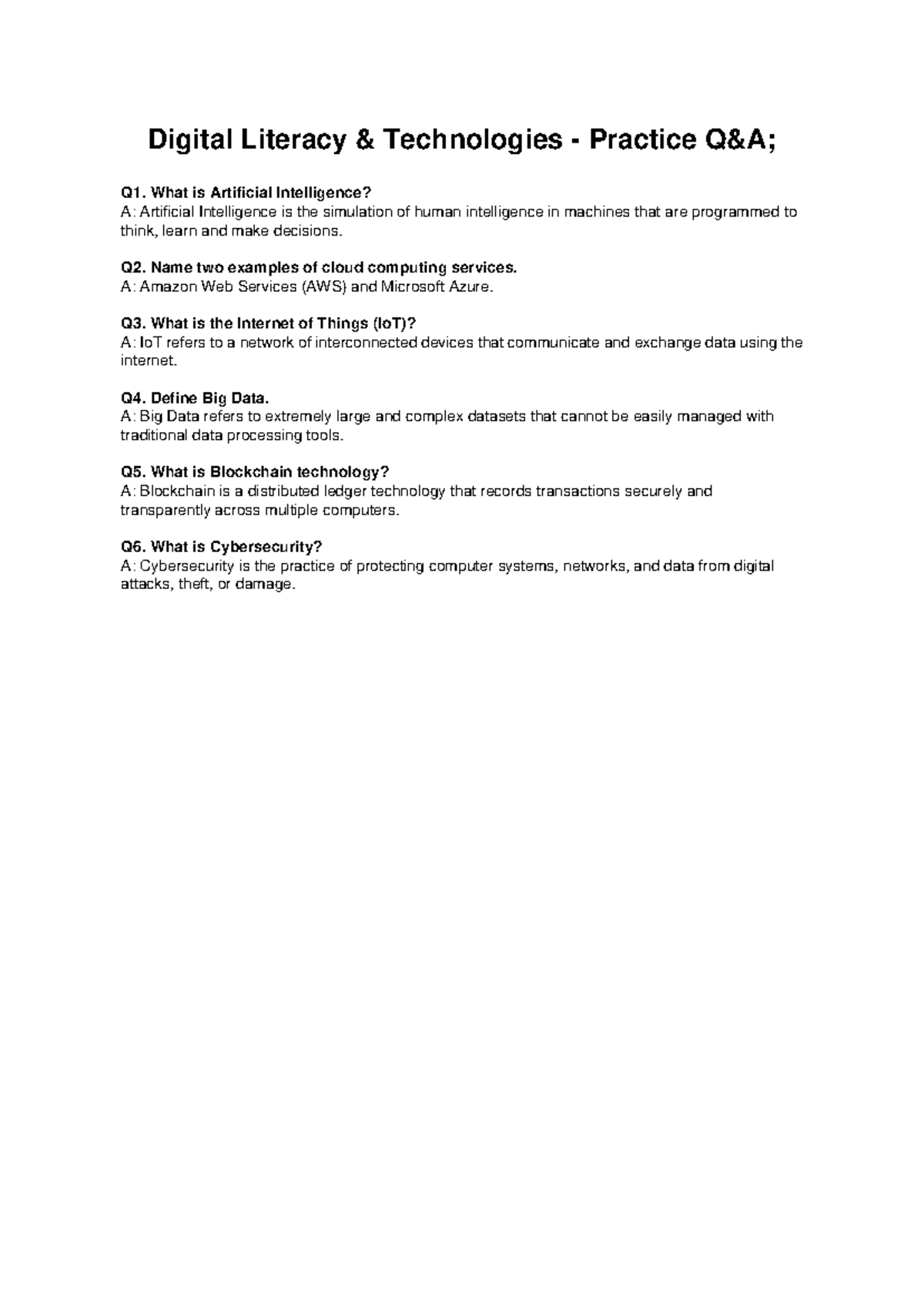 Digital Literacy Technologies Practice: Key Concepts Explained - Studocu