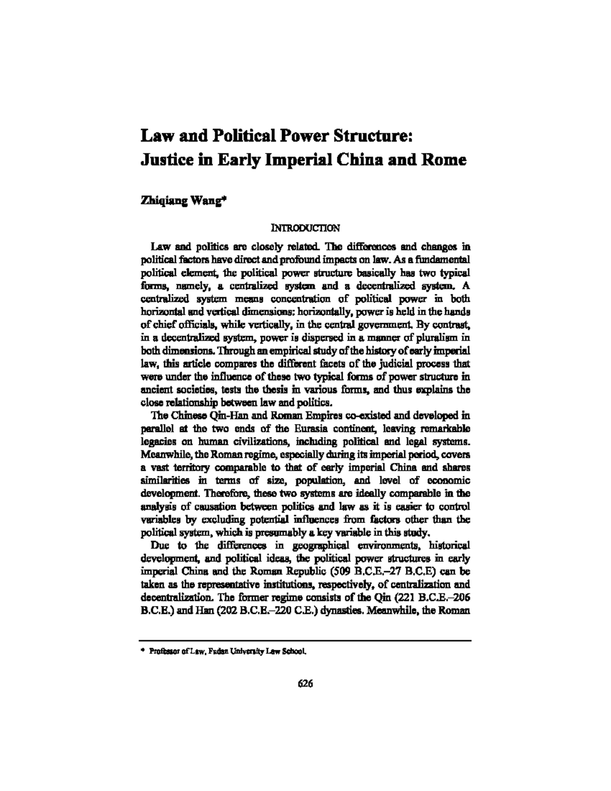 Law and Political Power Structure: Justice in Early Imperial China and ...
