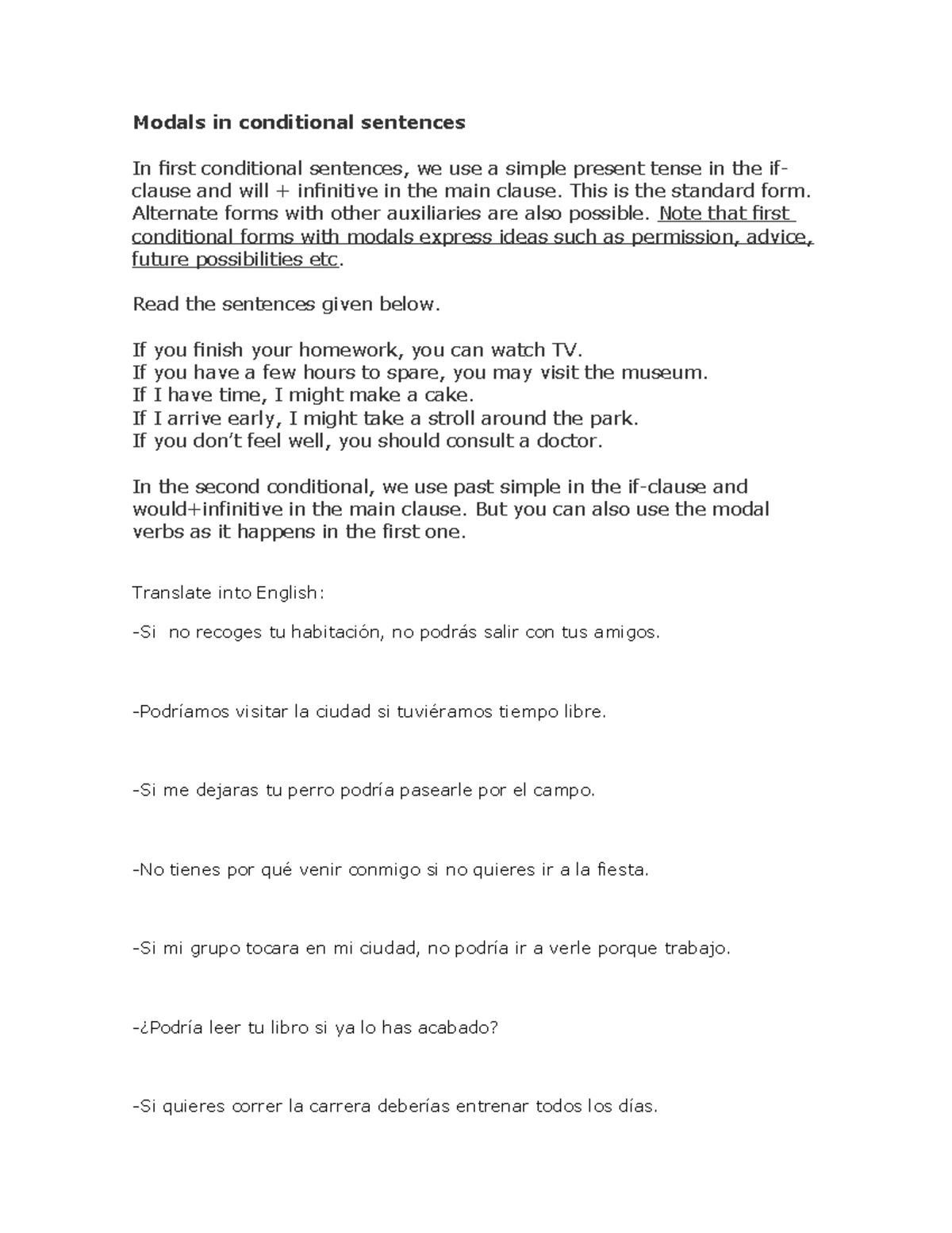 Modals in conditional sentences worksheet - Modals in conditional ...