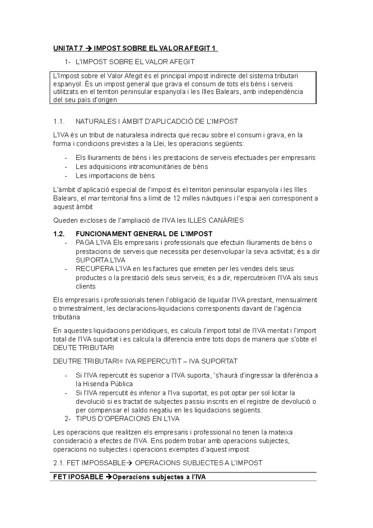 Unitat 7 - IVA: Administració i Finances - Impost sobre el Valor Afegit ...