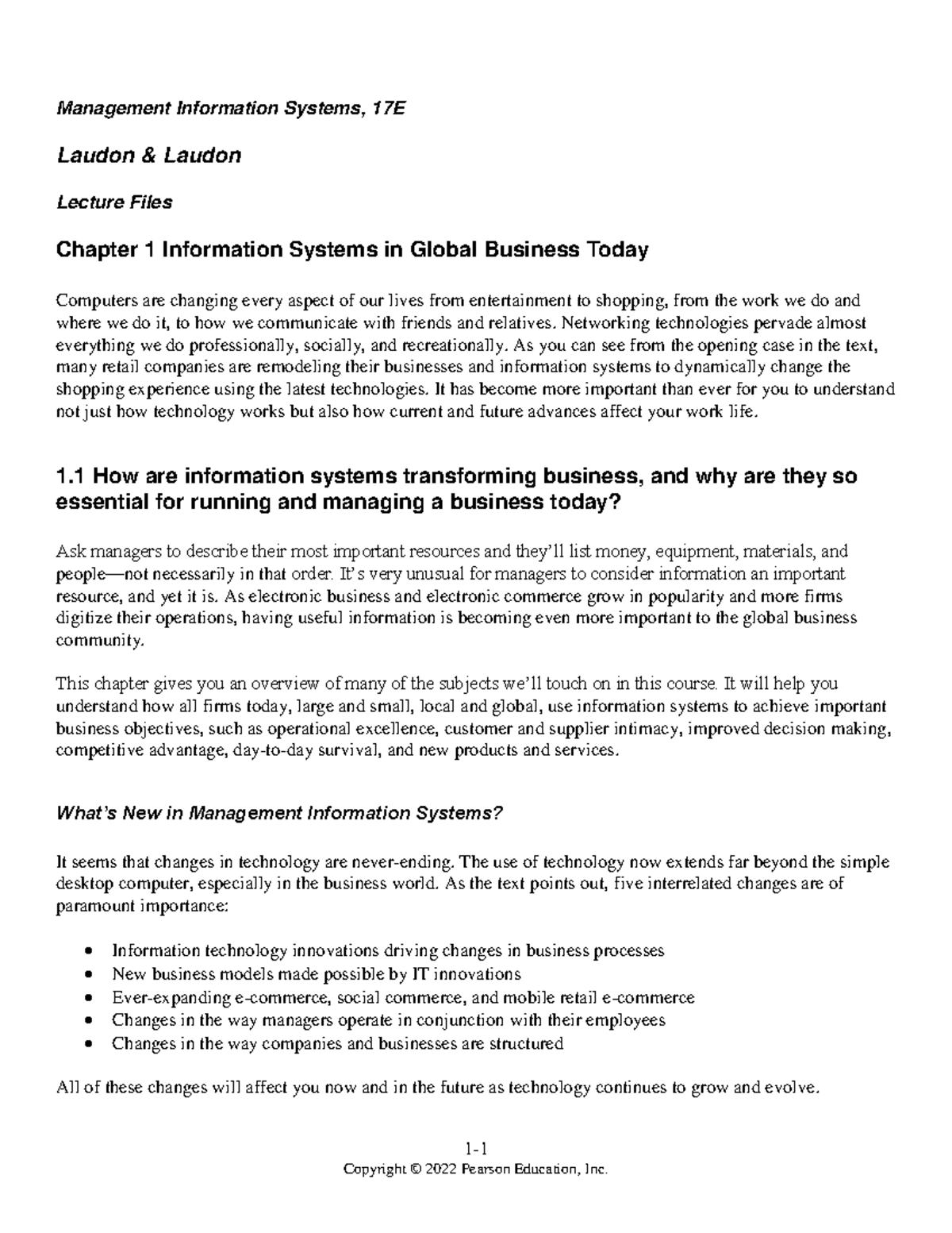 Understanding Information Systems in Global Business Today - MIS 17E ...