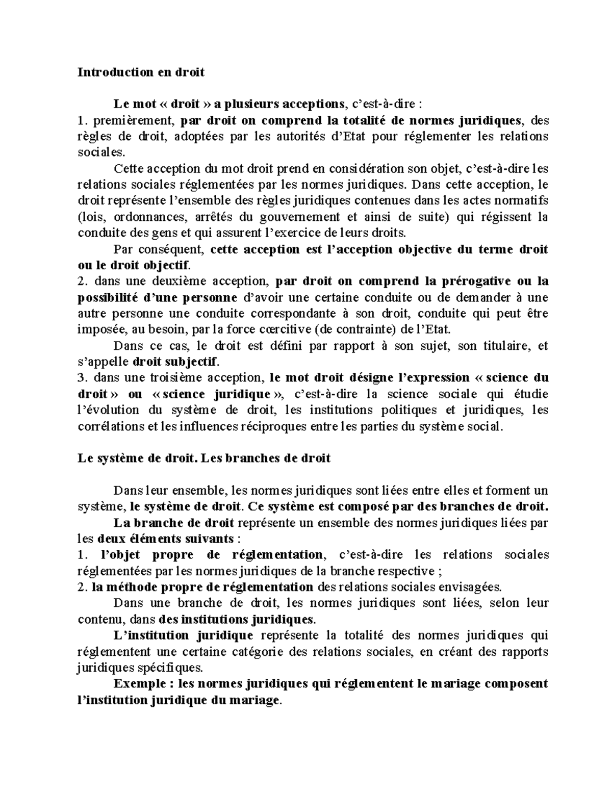 C1 2025 - Introduction au Droit: Concepts et Structures Juridiques ...
