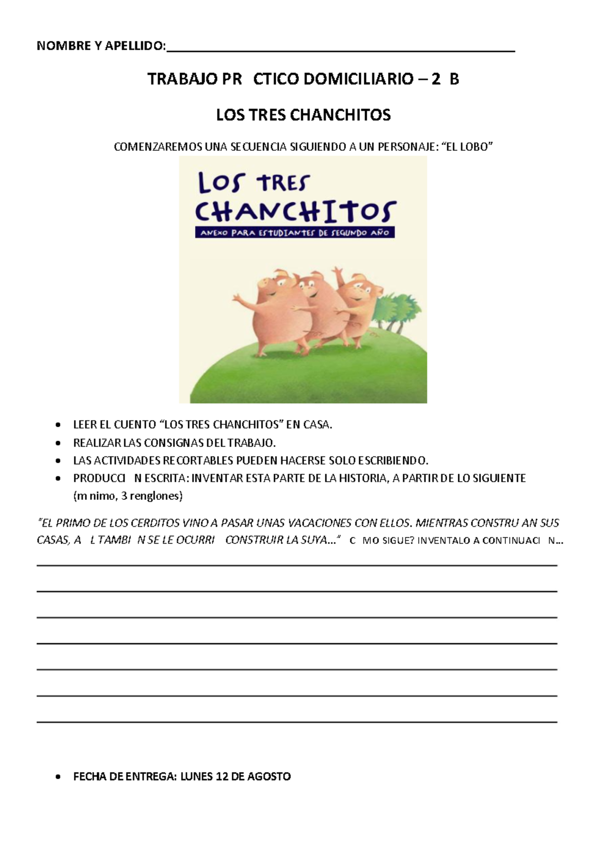 Trabajo Práctico - Los Tres Chanchitos 2ºB: Actividades y Consignas ...