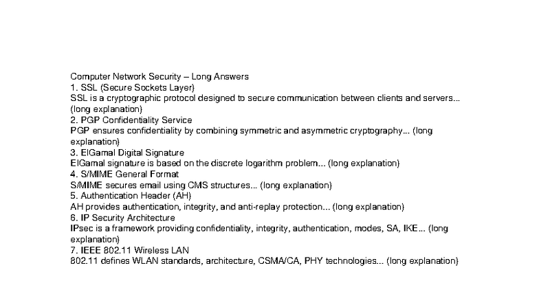 CNS Long Answers: Key Concepts in Computer Network Security - Studocu