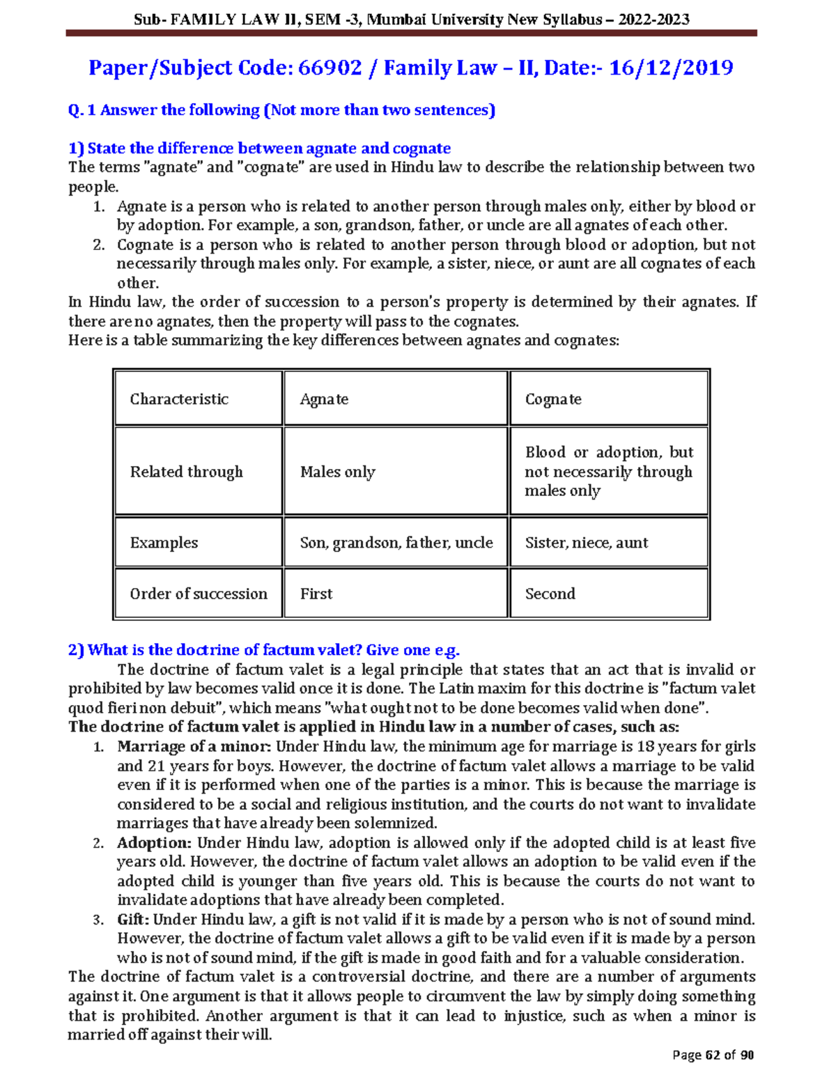 Family Law II, SEM 66902: Key Concepts and Principles Explained - Studocu