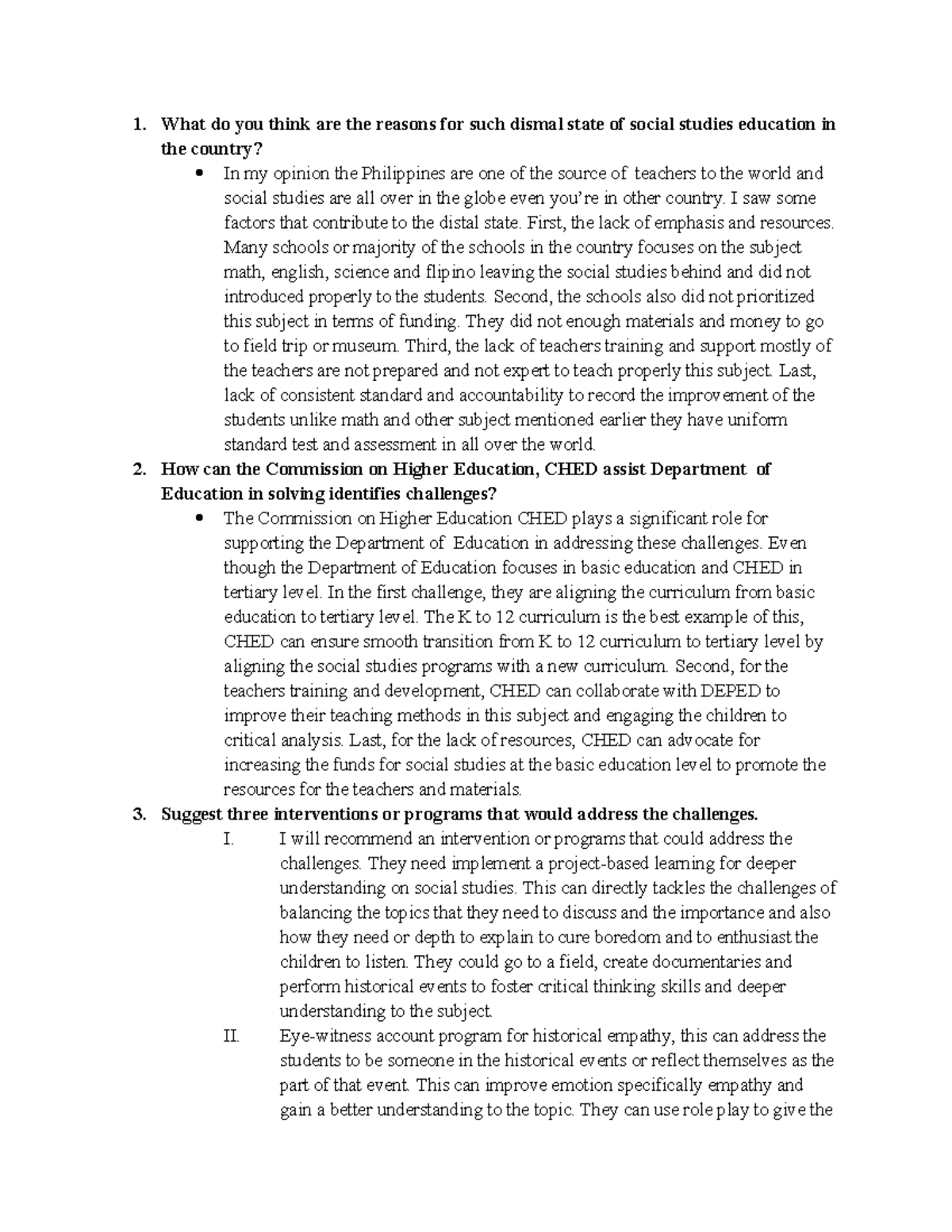SS 101: Challenges in Social Studies Education in the Philippines - Studocu