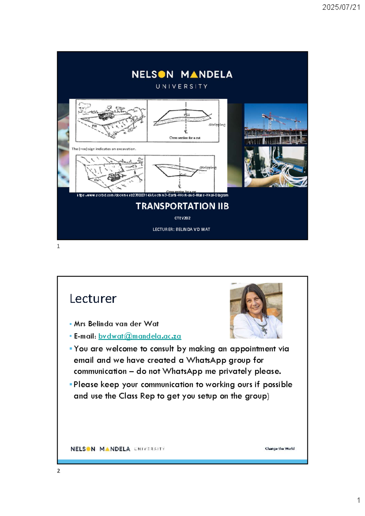 Introduction to CTEV202: Transportation Engineering IIB Overview - Studocu