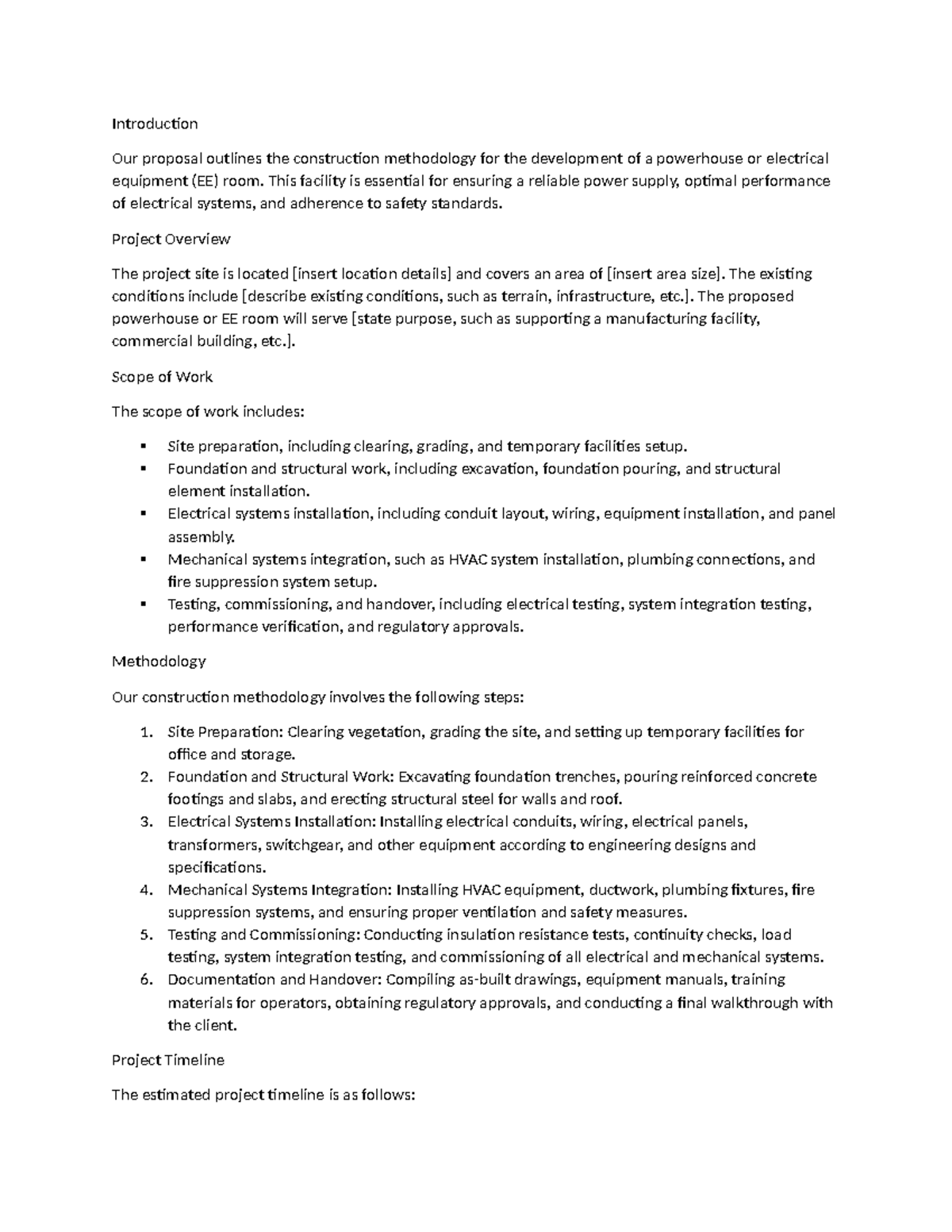 Construction Methodology for Powerhouse Development proejct - Studocu