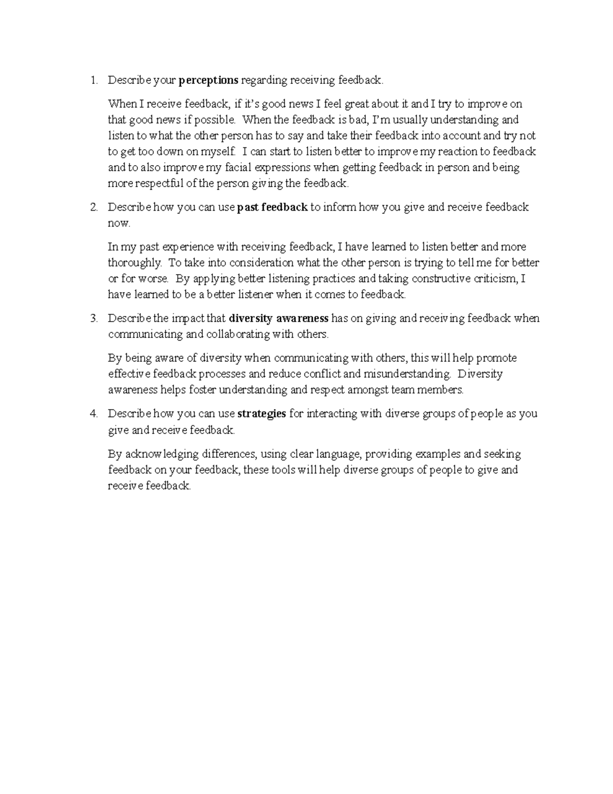 ID 6-2: Feedback Perceptions and Diversity Awareness Strategies - Studocu