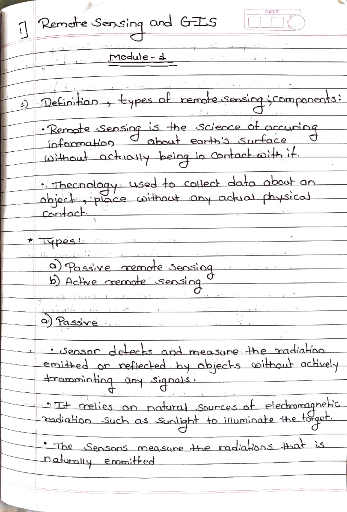 RS GIS 1-3 Module - Remote Sensing and GIS Study Notes - Studocu