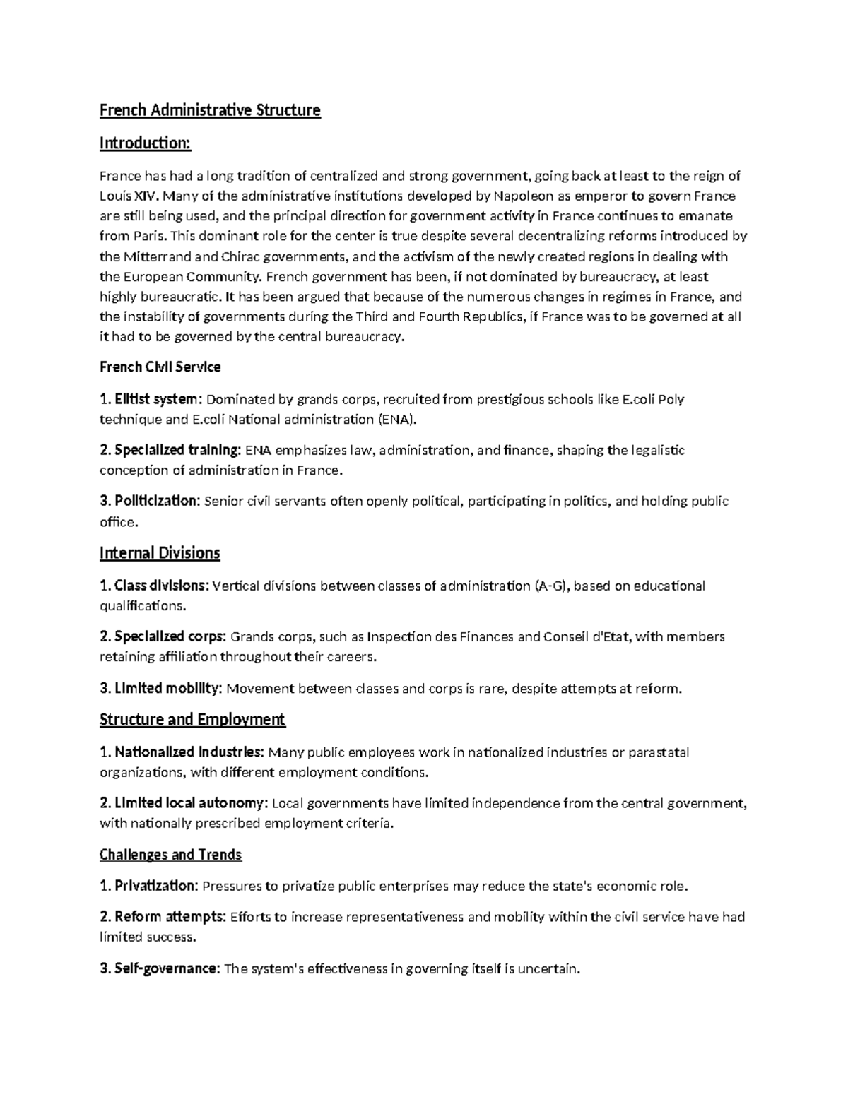 French Administrative Structure: Challenges and Trends Analysis - Studocu
