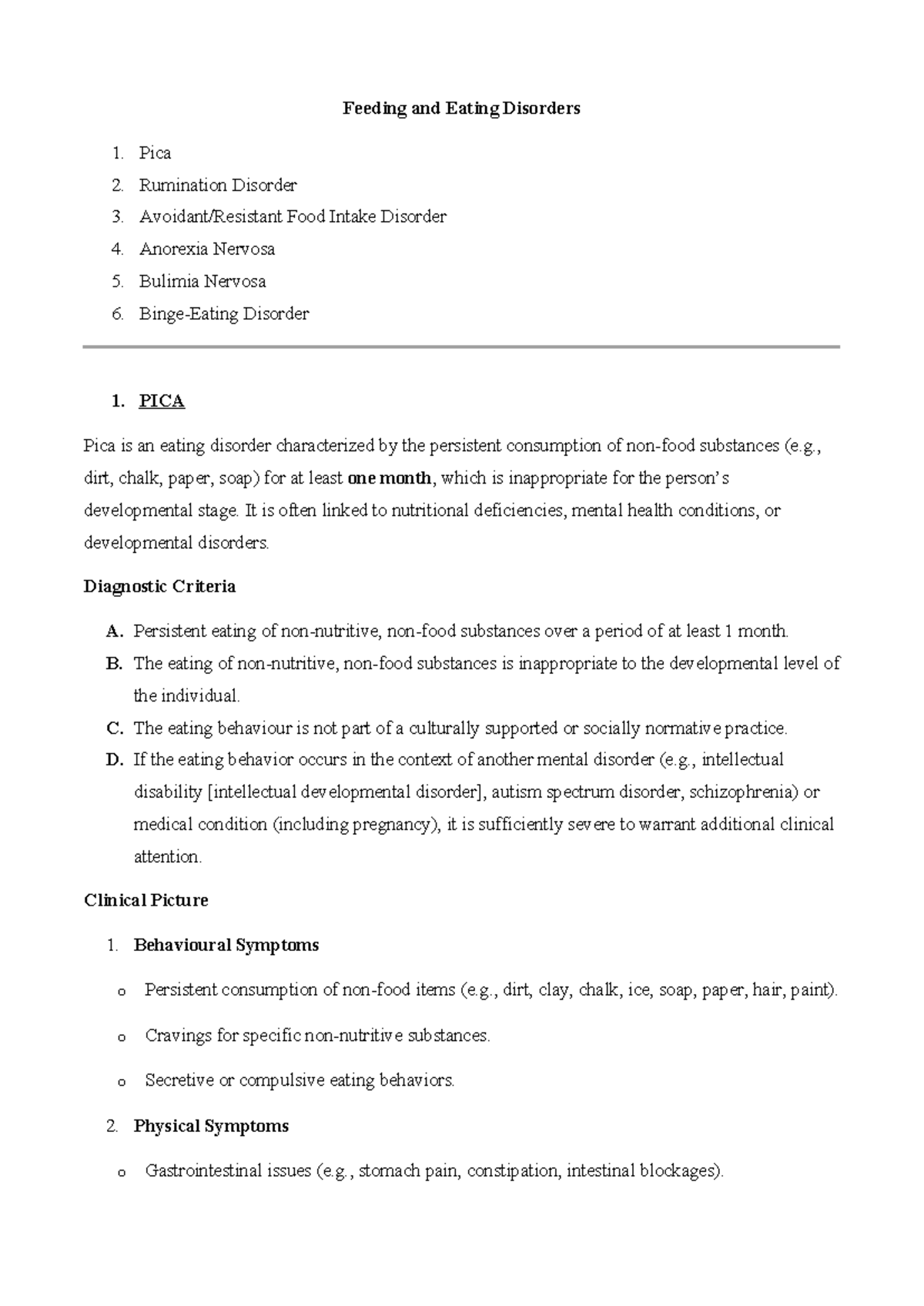 Feeding and Eating Disorders: Overview and Key Types - Studocu