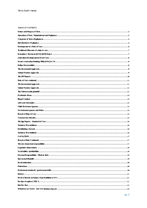 Torts Law 101: Comprehensive Exam Notes on Negligence and Duty of Care ...
