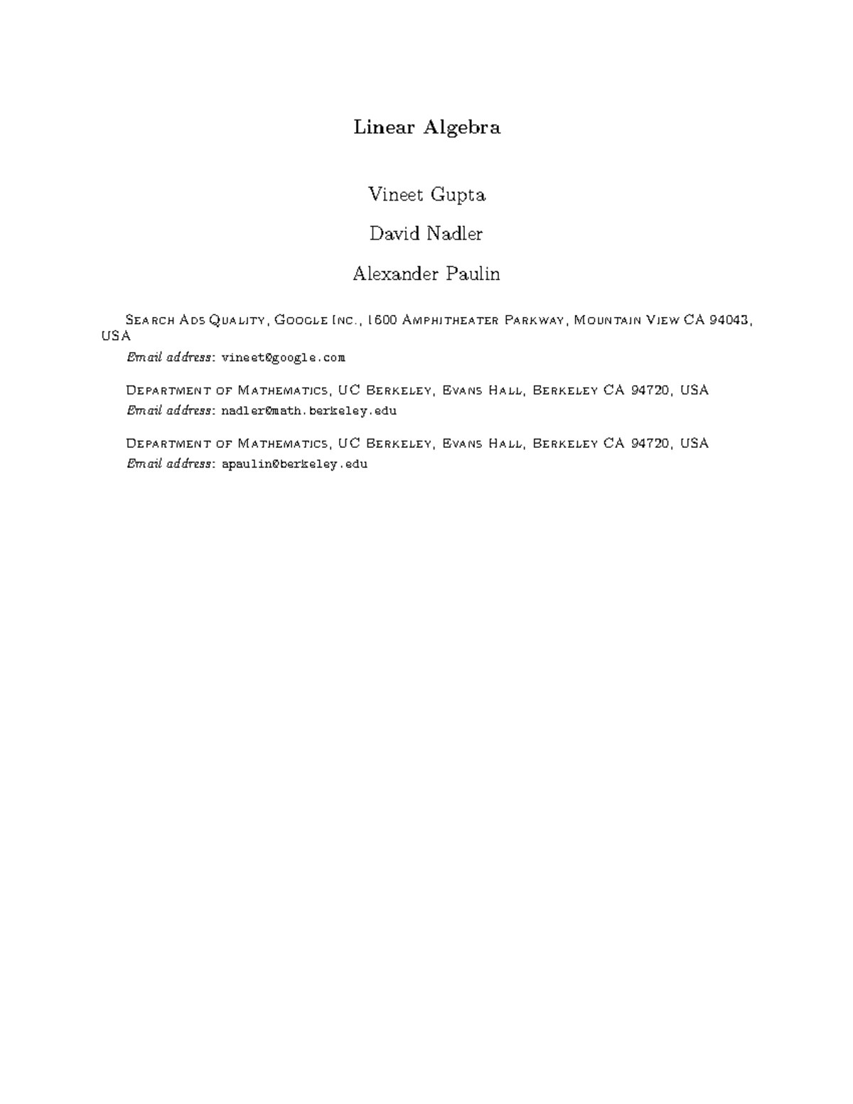 Chapters 1-2: Introduction to Vectors in Linear Algebra (MATH 101 ...
