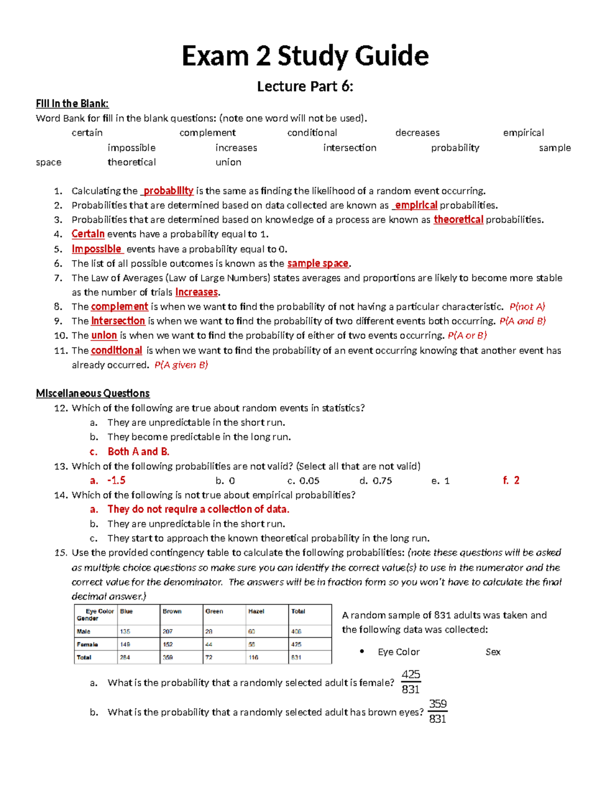 Exam 2 Study Guide - Stat 101 Preparation Notes and Key Concepts - Studocu