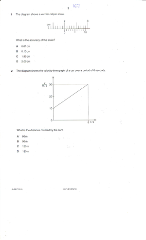 2007 BGCSE Physics - Paper 1 Exam Questions and Answers - Studocu