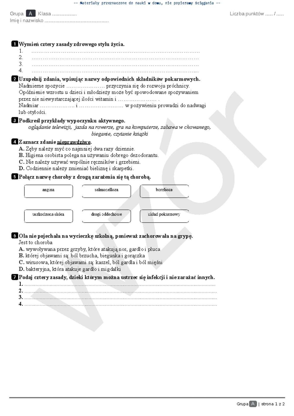 Sprawdzian Z Przyrody Kl 5 Dział 2