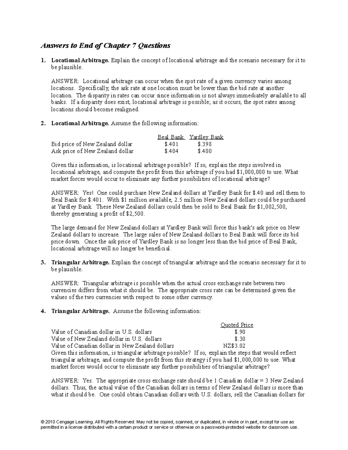 Chapter 7 Solutions to Questions - Madura IFM10e IM - Studocu