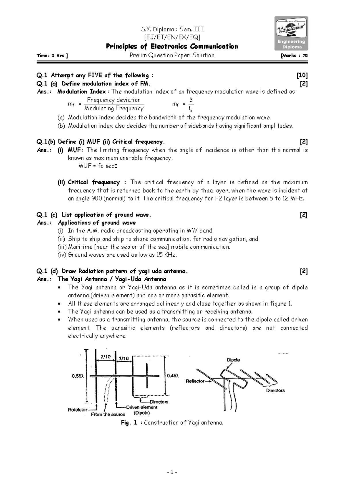 PEC - Important Questions on Principles of Electronics Communication ...