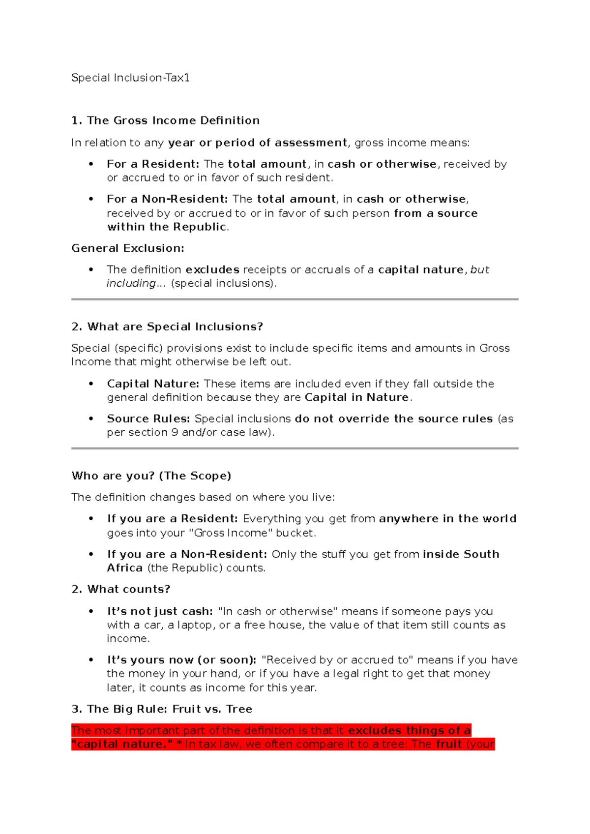 Special Inclusion - Tax Notes for Income Tax Act (2026) - Studocu
