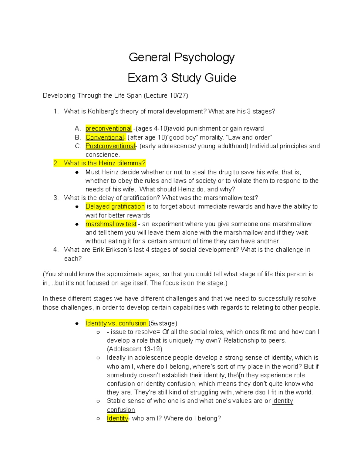 Gen Psych Exam 3 Study Guide: Key Concepts and Theories - Studocu