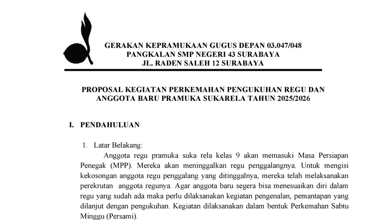 Proposal Persami Pasukan 2025-2026 di SMP Negeri 43 Surabaya - Studocu