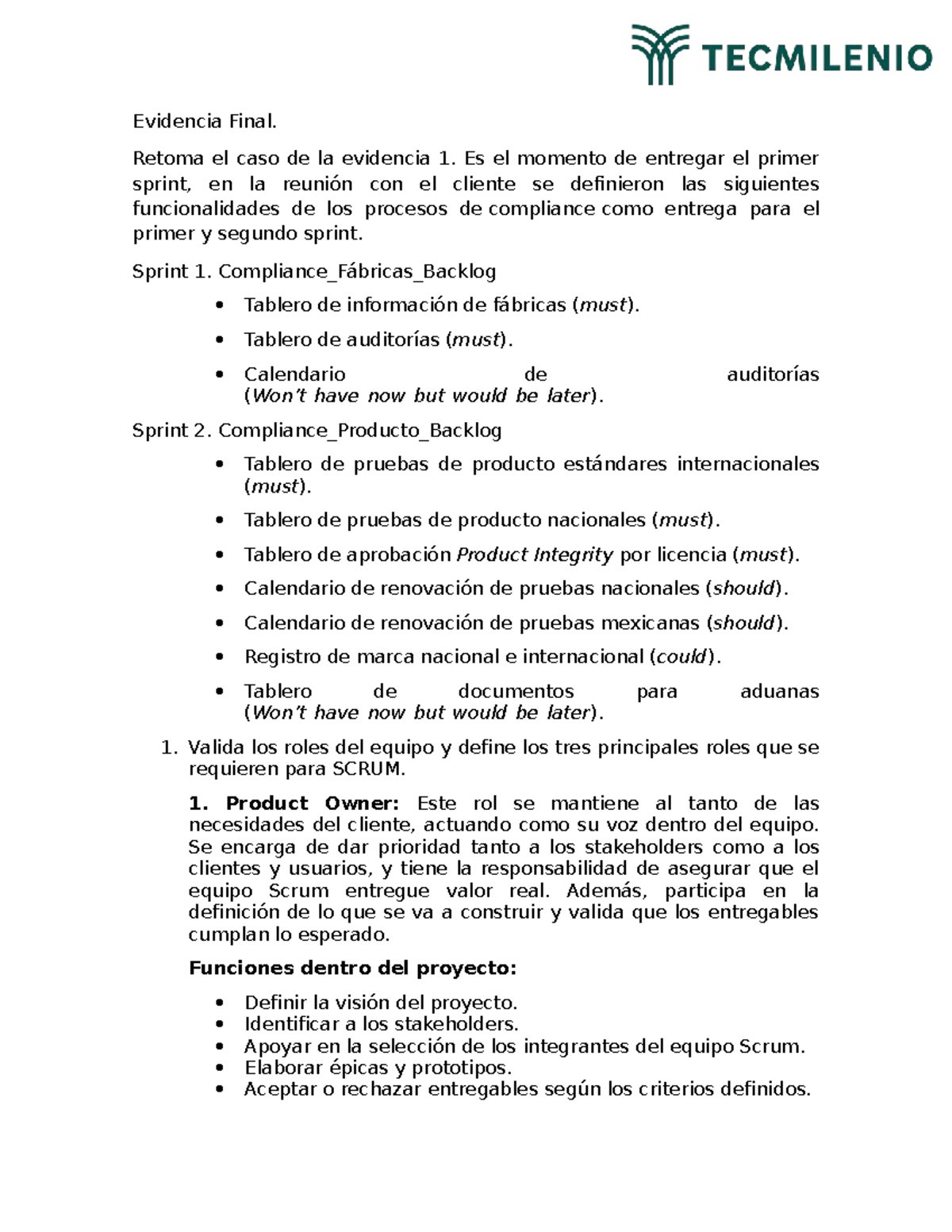Administración de Proyectos TI - Evidencia Final y Sprints 1 y 2 - Studocu