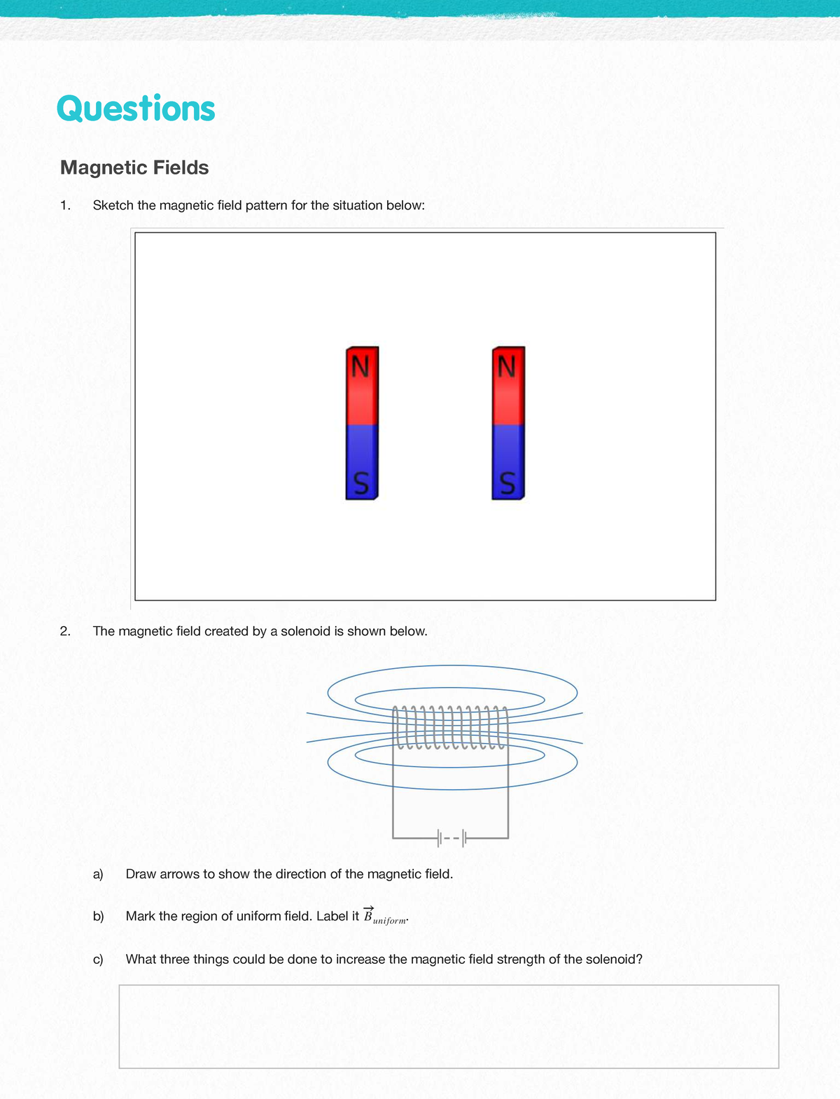 5.4.1 - Magnetic Fields - Questions and Sketches - Studocu