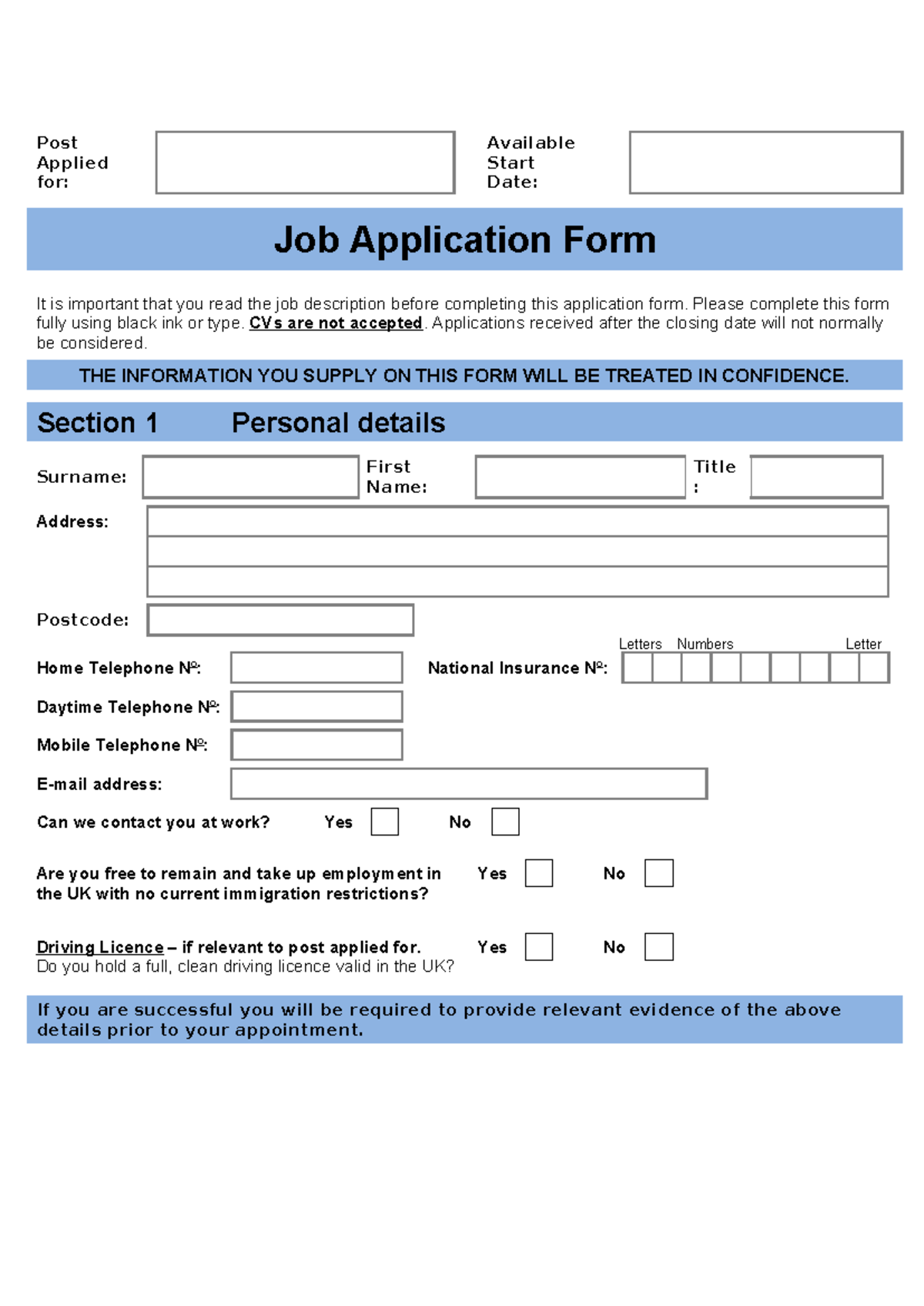 Unit 8 Job Application Form Template: Complete Guide - Studocu