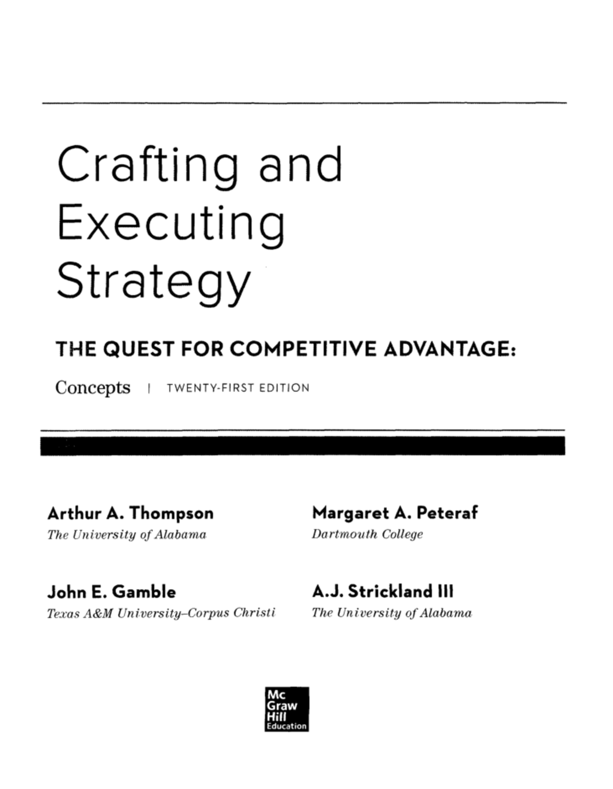 Strategic Management: Crafting & Executing Strategies (MGT 301) - Studocu