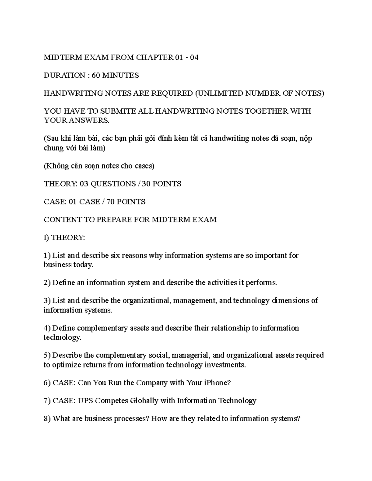 Management Information Systems Midterm Review 2020-2021 - MIDTERM EXAM ...