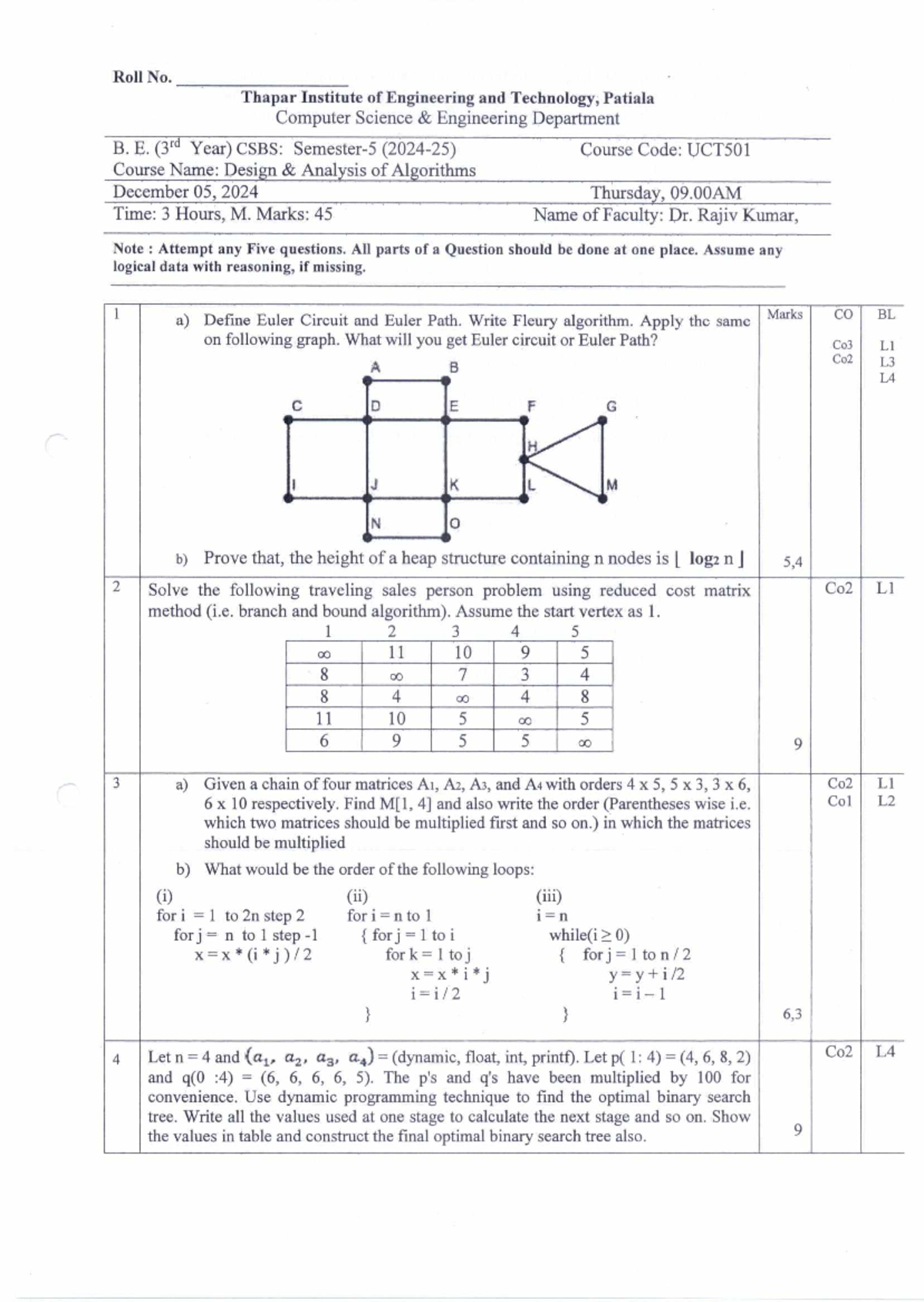 Design Analysis of Algorithms - UCT501 Final Exam Notes - Studocu
